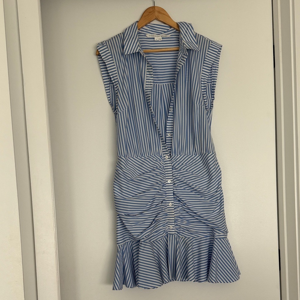 Veronica Beard Striped Sleeveless Mini Dress